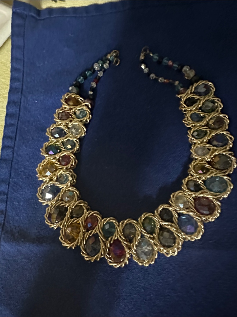Gold-Tone Multicolor Crystal Collar Necklace
